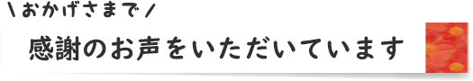 おかげさまで感謝のお声をいただいています